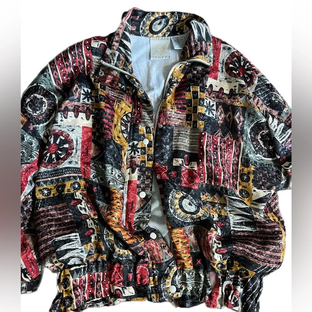 Women's Medium SOLARE SPORTA Vintage VTG 90s Sports Jacket Bohemian Style Boho